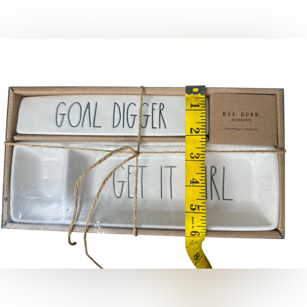 NEW Rae Dunn GOAL DIGGER/GET IT GIRL - Desk Plaque & Tray Organizer - Picture 3 of 5